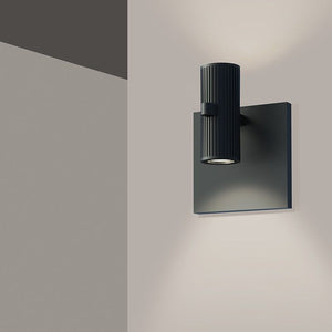 Suspenders Standard Single Sconce with Bar-Mounted Duplex Cylinders with Flood Lenses