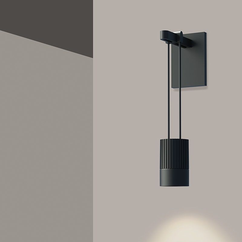 Suspenders Mini Single Sconce with Suspended Cylinder with Snoot Flood Lens