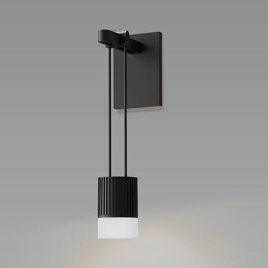 Suspenders Mini Single Sconce with Suspended Cylinder with Glass Drum Diffuser