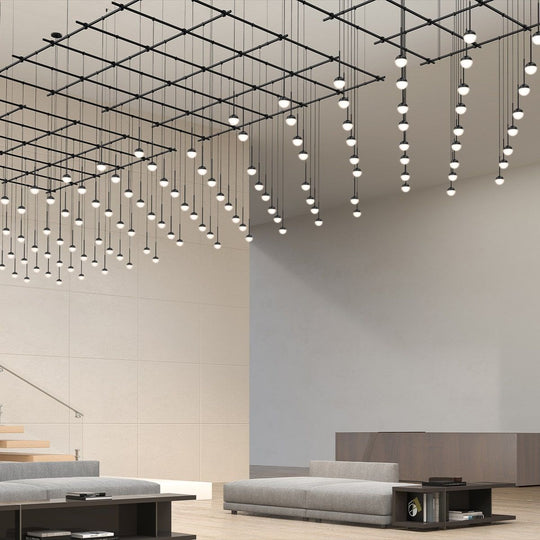 Suspenders 8' Square Gridscape with Monoline Domed Ball Pendants