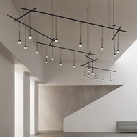 Suspenders 10-Bar Freeform Zig Zag with 9" Monoline Crystal Cylinder Luminaires