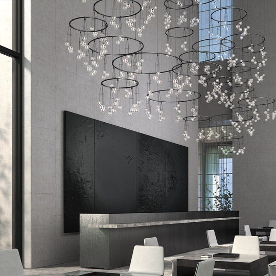 Suspenders Vertical Ring Matrix with Glass Cluster Luminaires