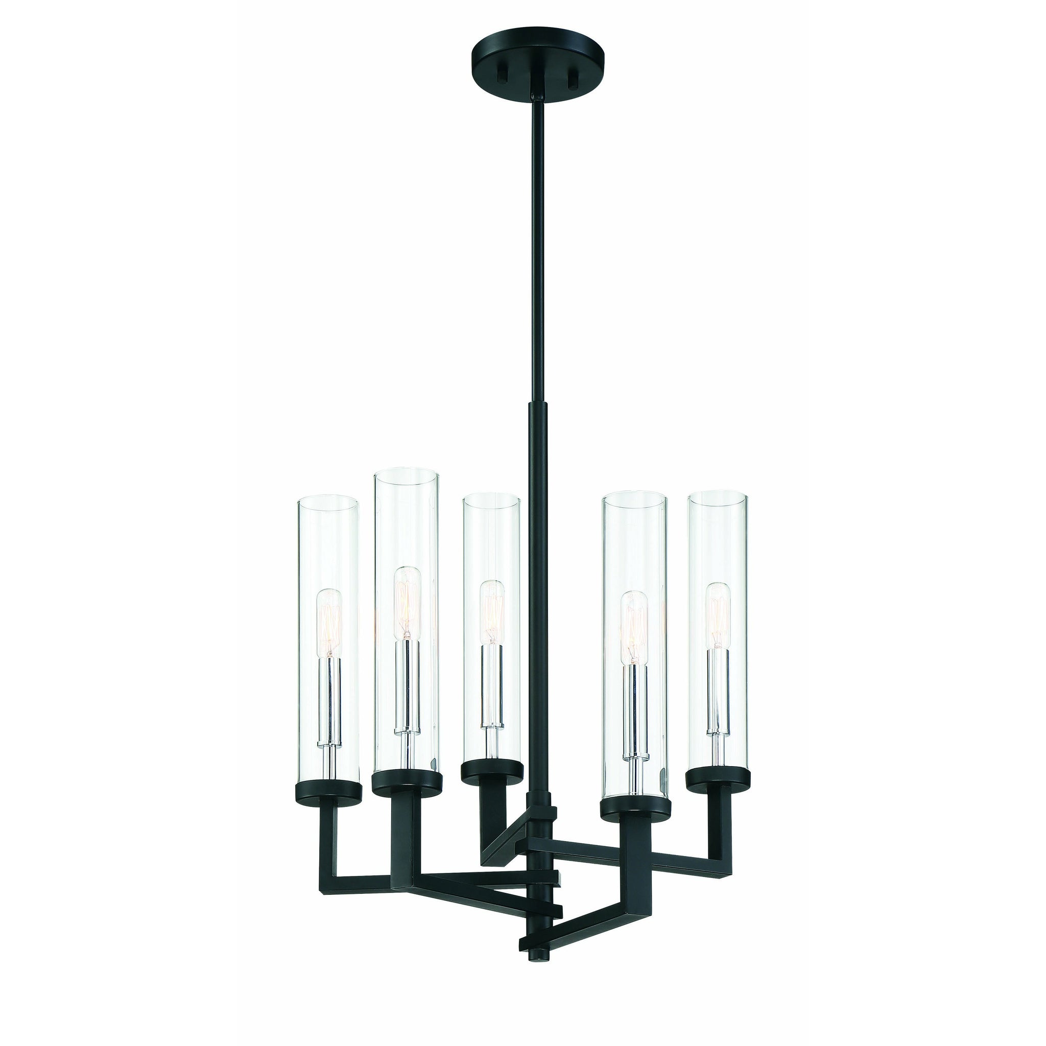 Folsom Chandelier Matte Black with Polished Chrome Accents