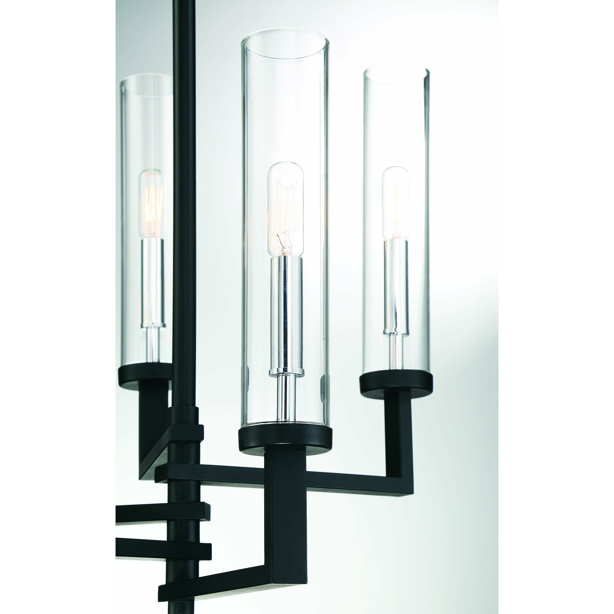 Folsom Chandelier Matte Black with Polished Chrome Accents