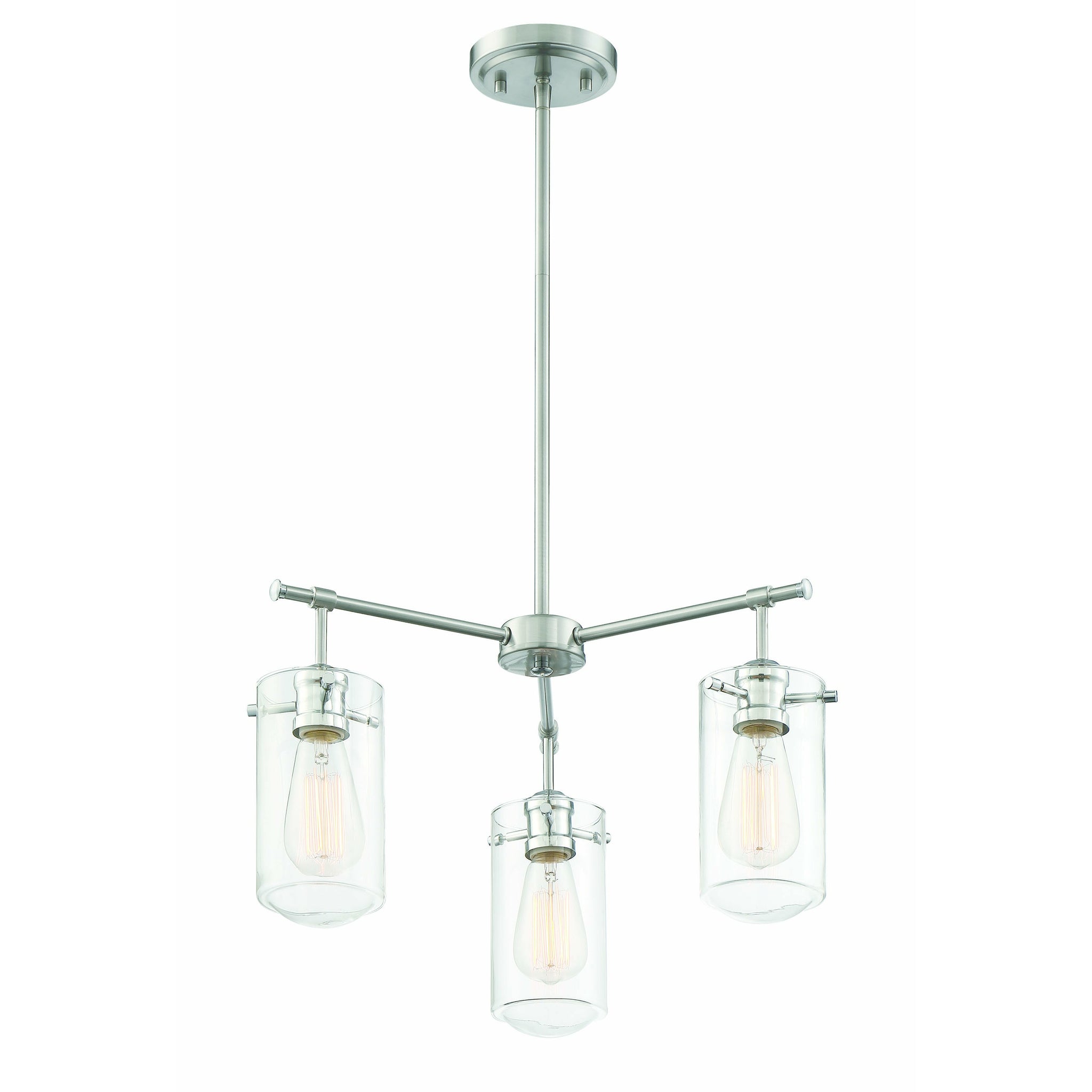 Clayton Chandelier Satin nickel with Chrome Accents