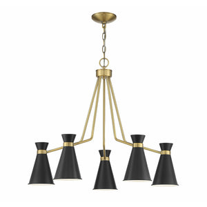 Lamar Chandelier Black with Brass Accents