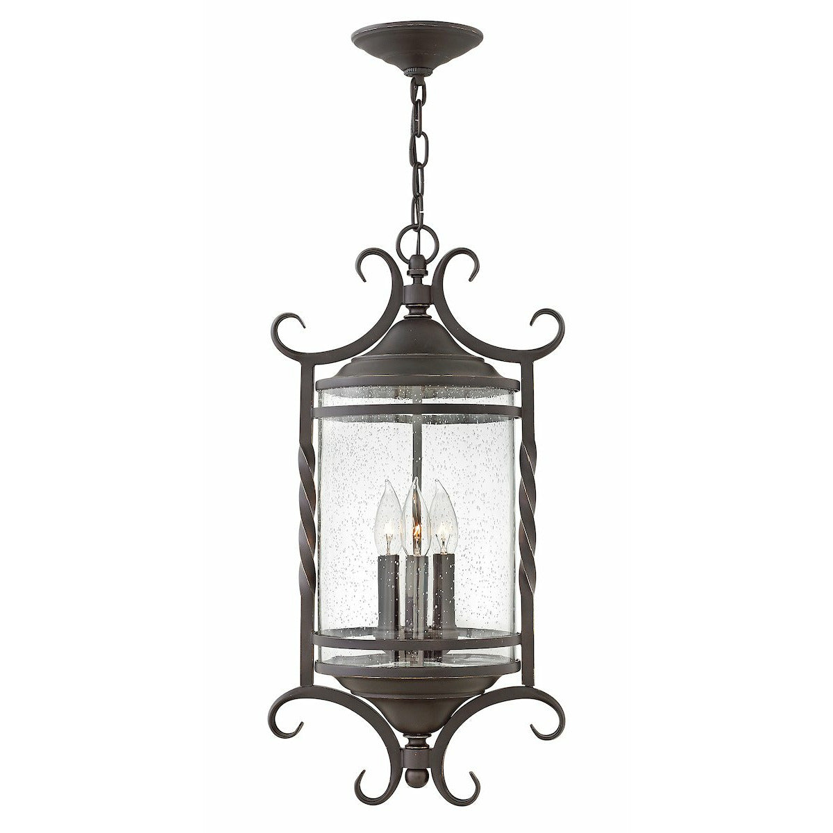 Casa Outdoor Pendant Olde Black with Clear Seedy glass