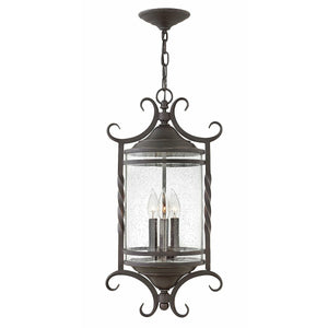 Casa Outdoor Pendant Olde Black with Clear Seedy glass