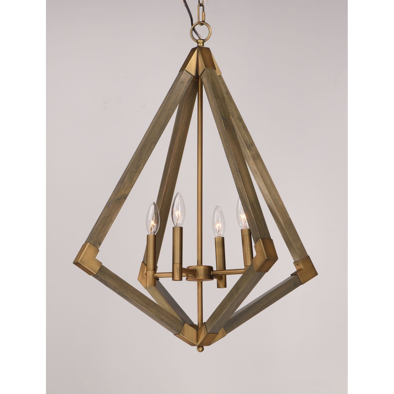 Vector Pendant Weathered Oak / Antique Brass