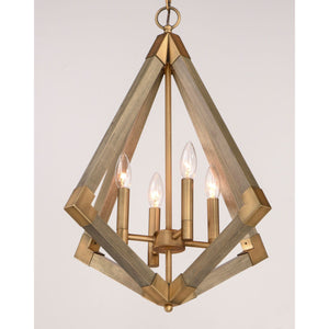 Vector Pendant Weathered Oak / Antique Brass