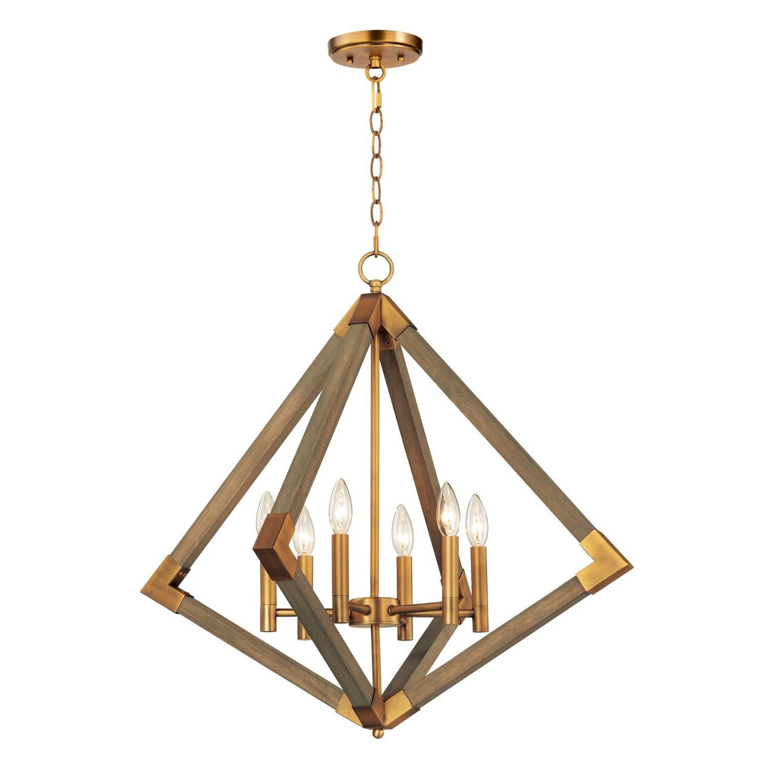 Vector Pendant Weathered Oak / Antique Brass