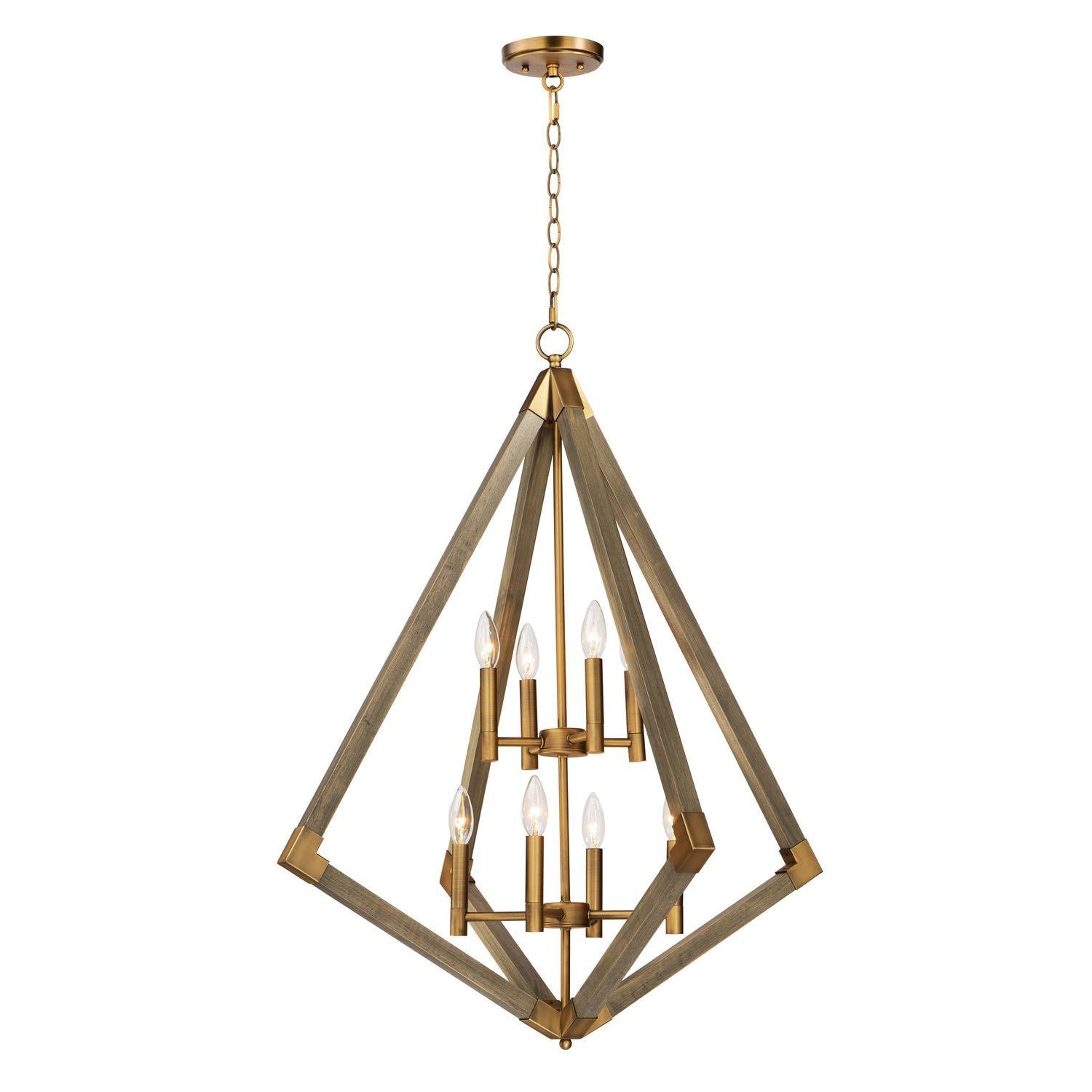 Vector Pendant Weathered Oak / Antique Brass