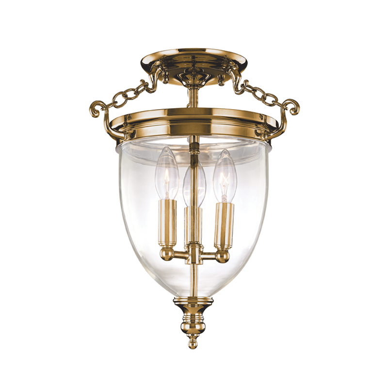 Hanover Semi Flush Mount Aged Brass