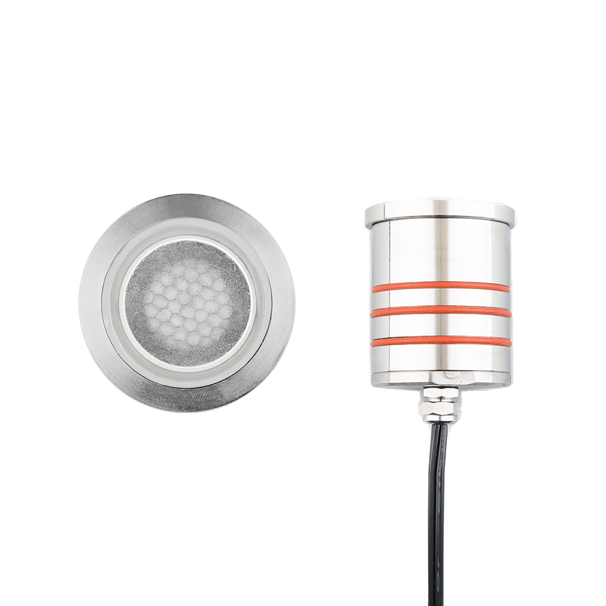 LED 2" 12V Round Beveled Top Inground Indicator Light with Hex Louver