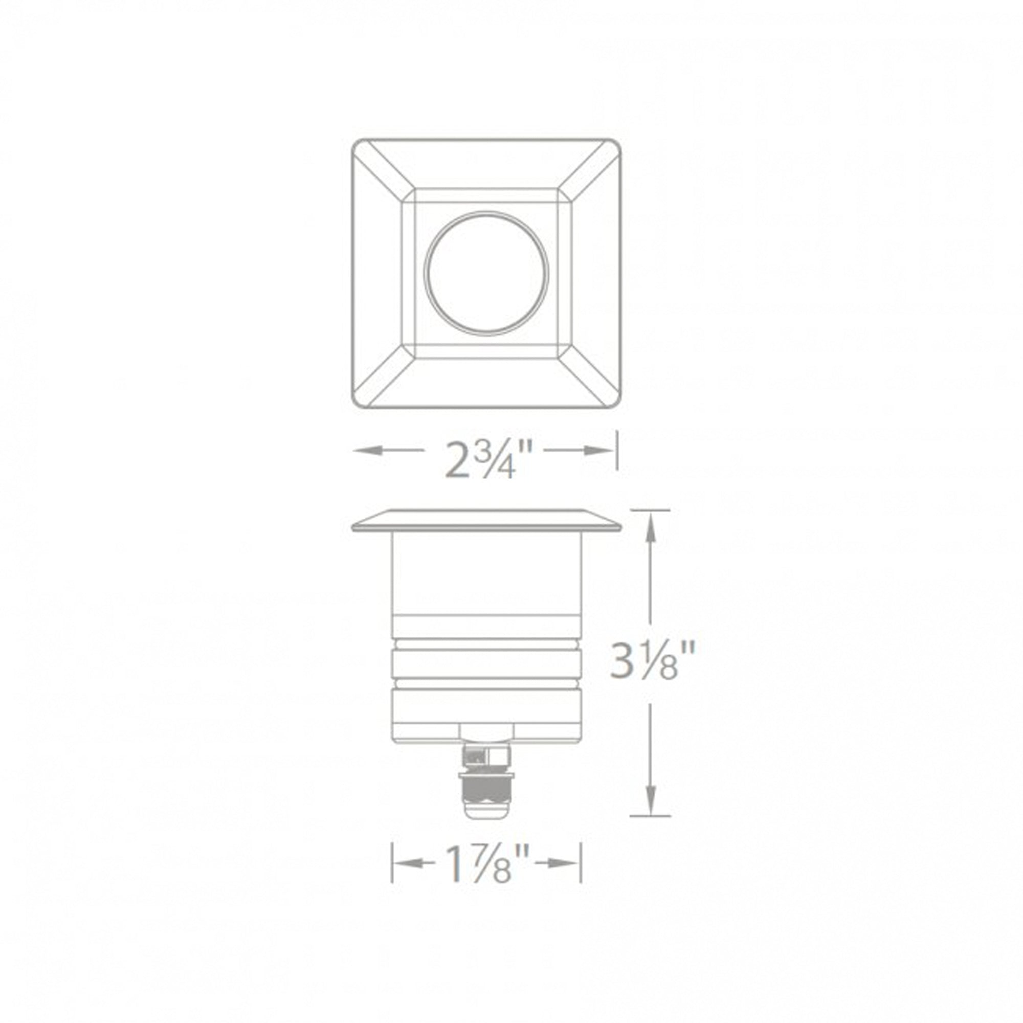 LED 2" 12V Square Beveled Top Inground Indicator Light with Hex Louver