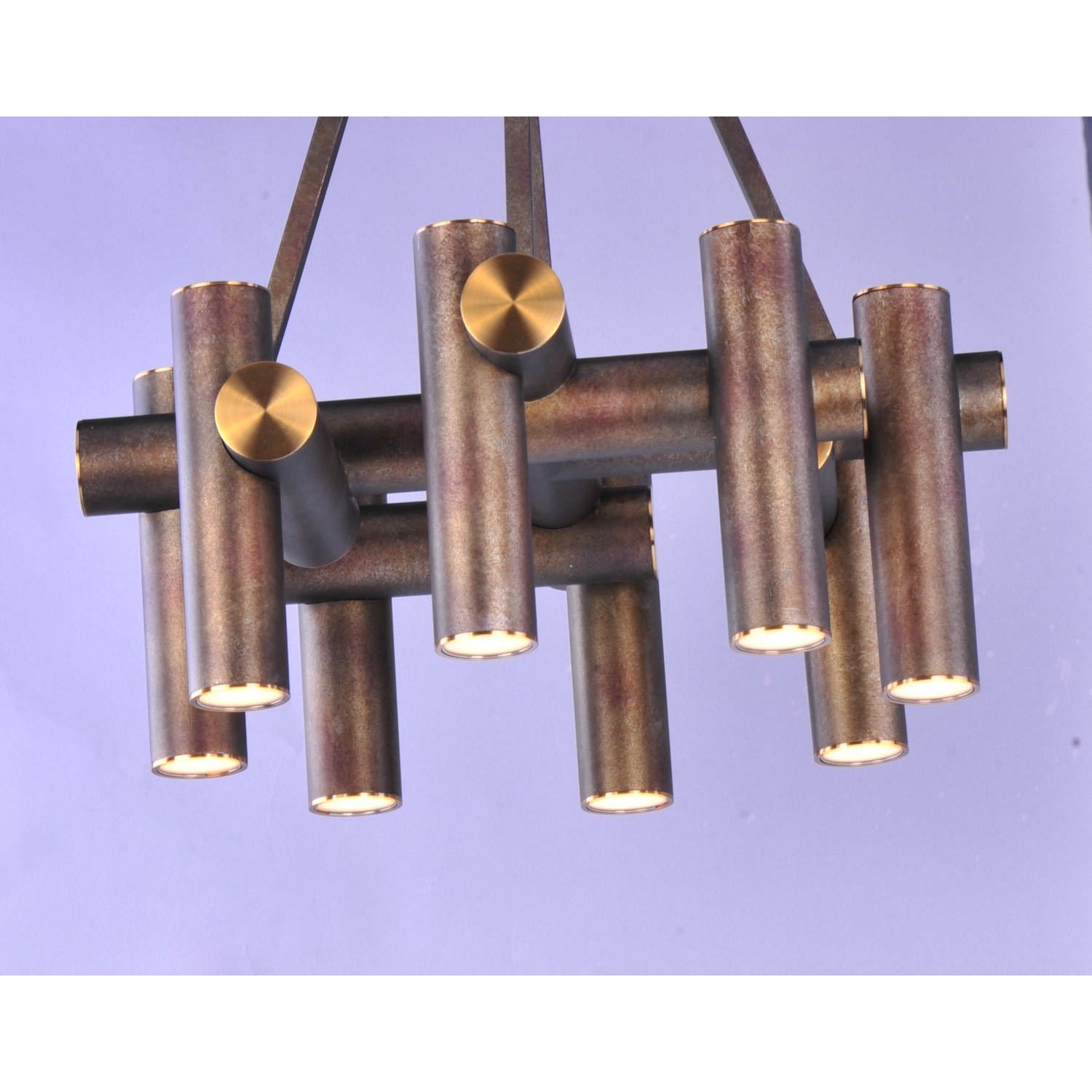Tubular LED Chandelier Bronze Fusion / Antique Brass