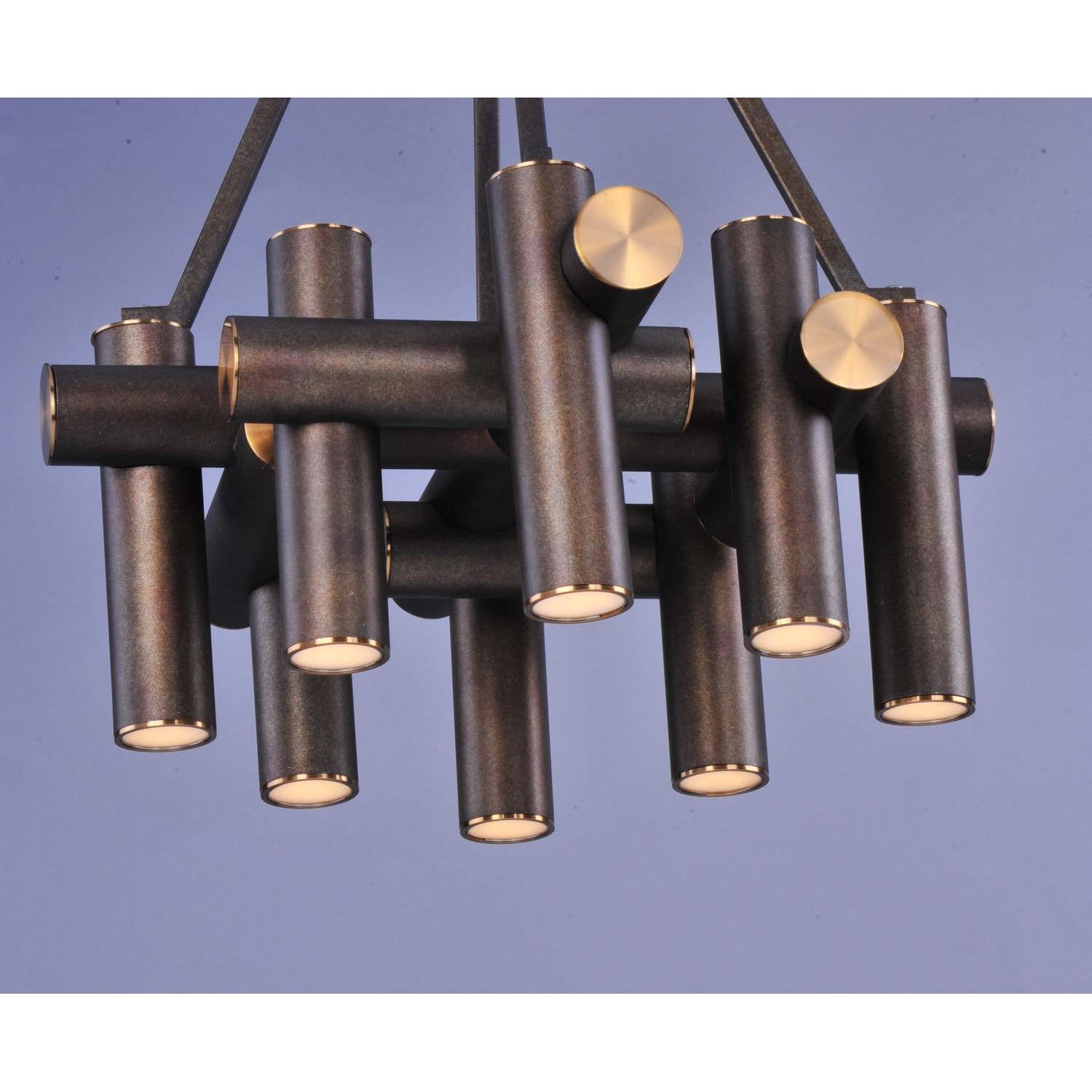 Tubular LED Chandelier Bronze Fusion / Antique Brass