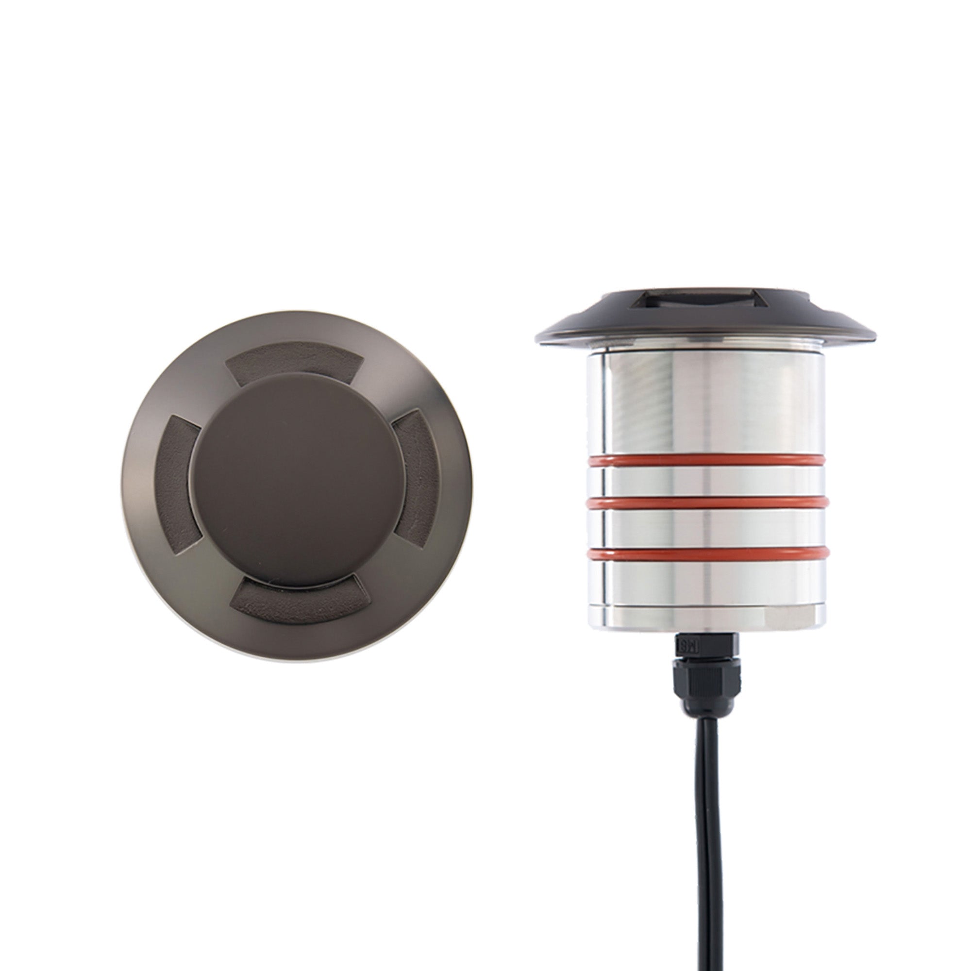 LED 2" 12V Round Beveled Quad Directional Top Inground Indicator Light