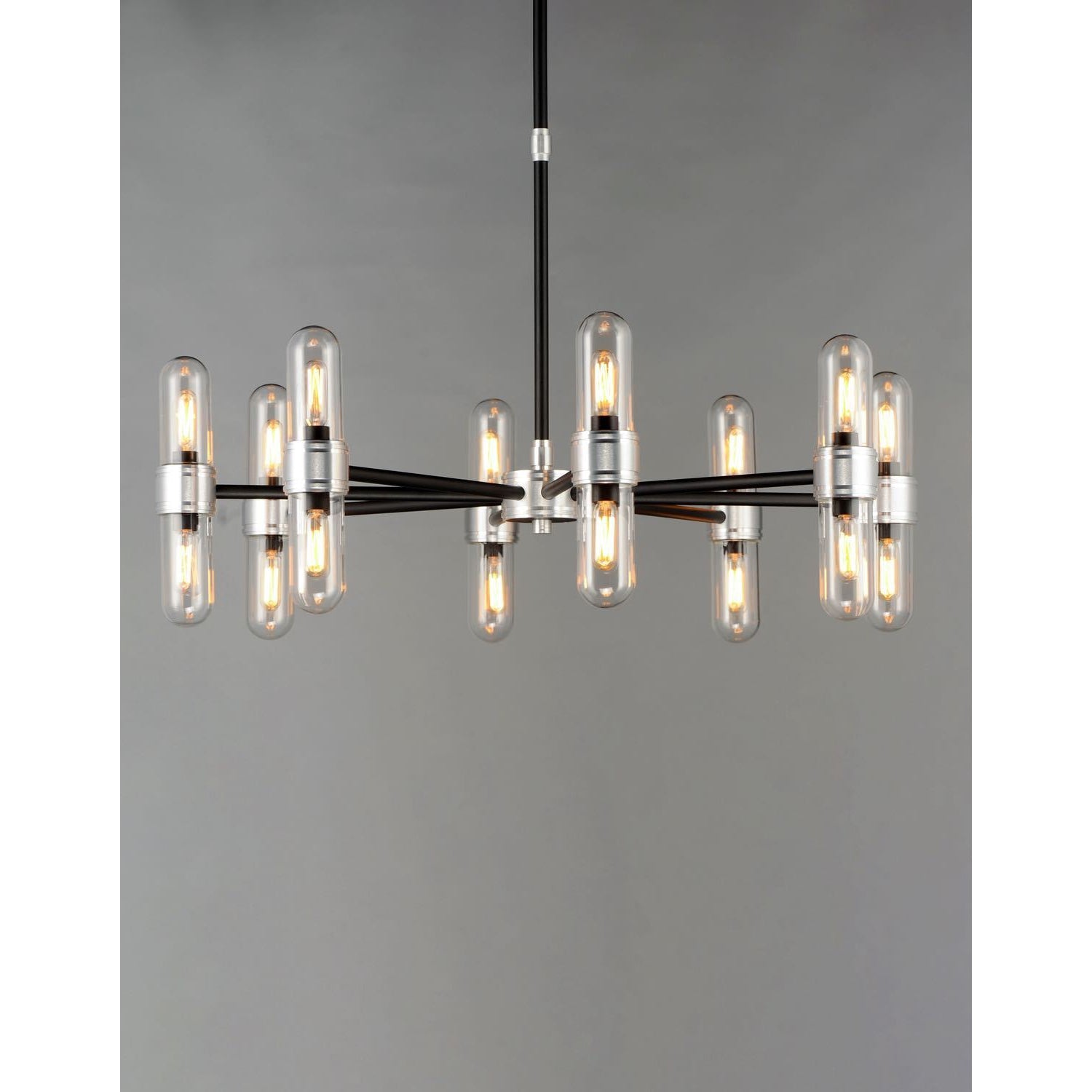 Dual Outdoor Chandelier Black / Brushed Aluminum