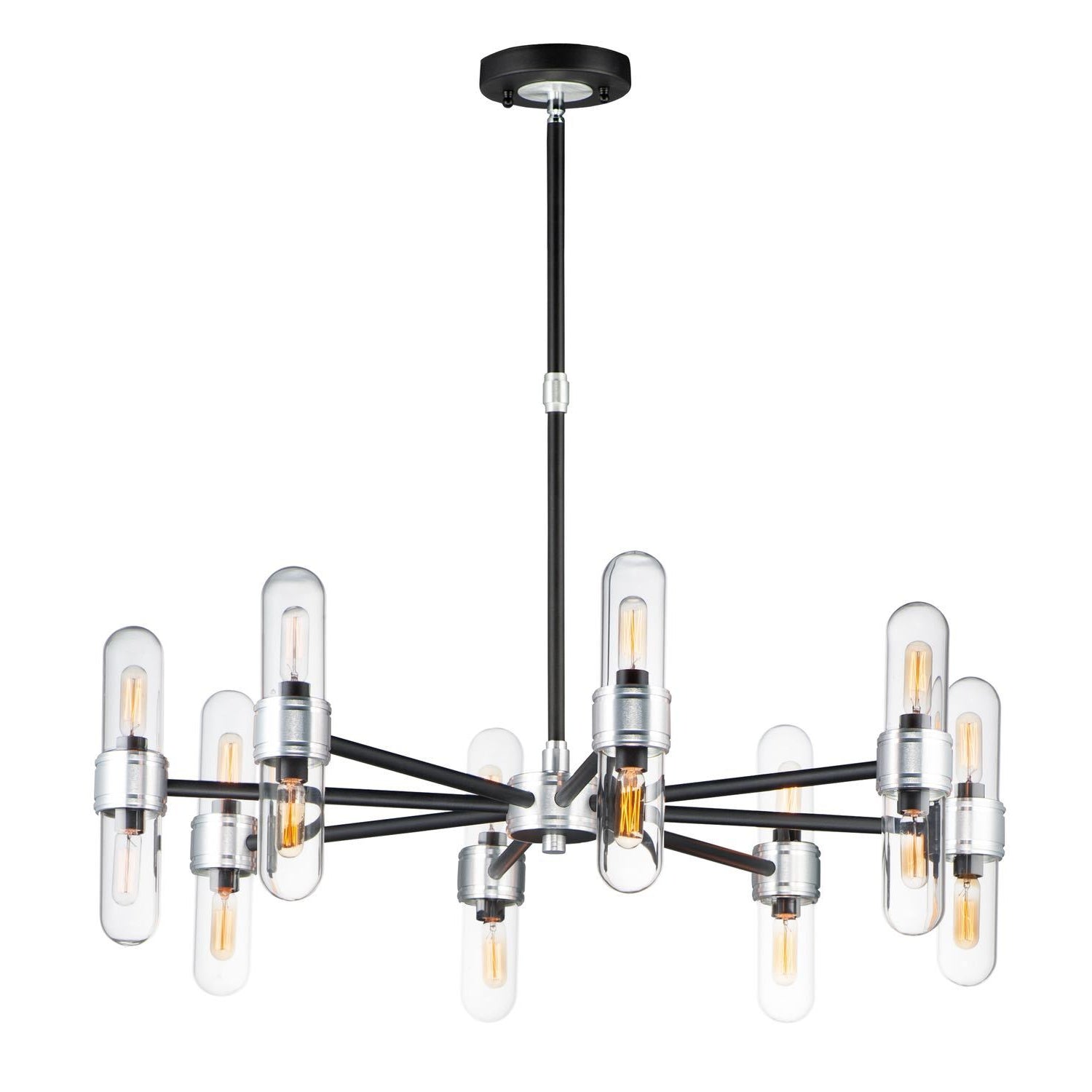 Dual Outdoor Chandelier Black / Brushed Aluminum