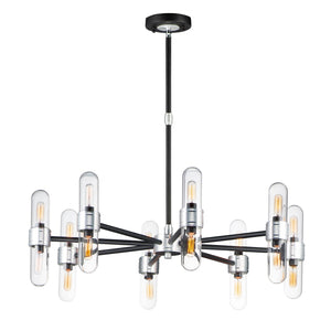 Dual Outdoor Chandelier Black / Brushed Aluminum