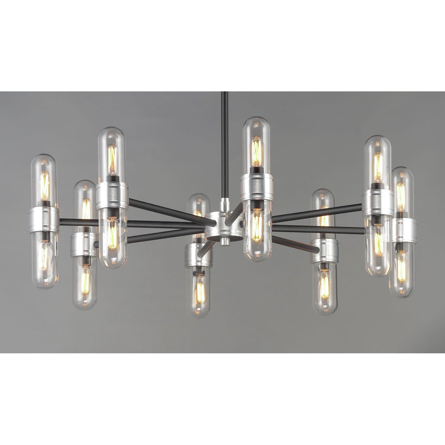 Dual Outdoor Chandelier Black / Brushed Aluminum