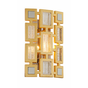 Motif Sconce Gold Leaf W Polished Stainless