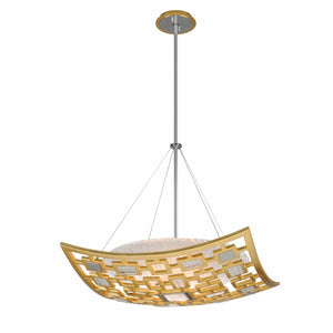 Motif Pendant Gold Leaf W Polished Stainless