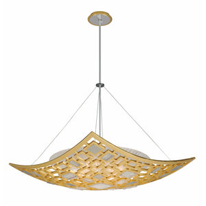 Motif Pendant Gold Leaf W Polished Stainless