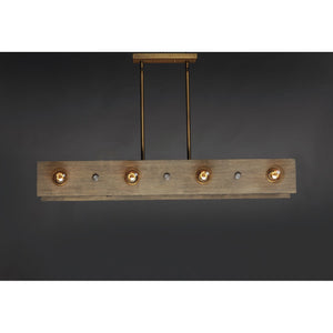 Plank Linear Suspension Weathered Wood / Antique Brass