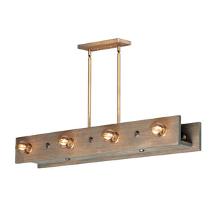 Plank Linear Suspension Weathered Wood / Antique Brass