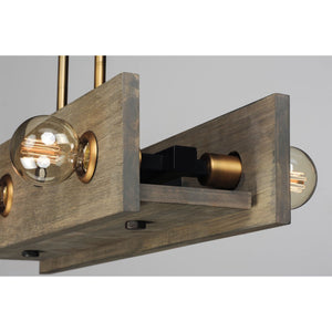 Plank Linear Suspension Weathered Wood / Antique Brass