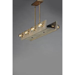 Plank Linear Suspension Weathered Wood / Antique Brass