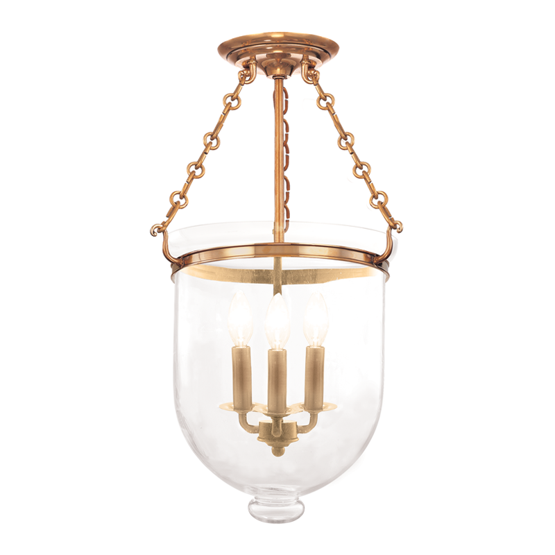 Hampton Semi Flush Mount Aged Brass - C1