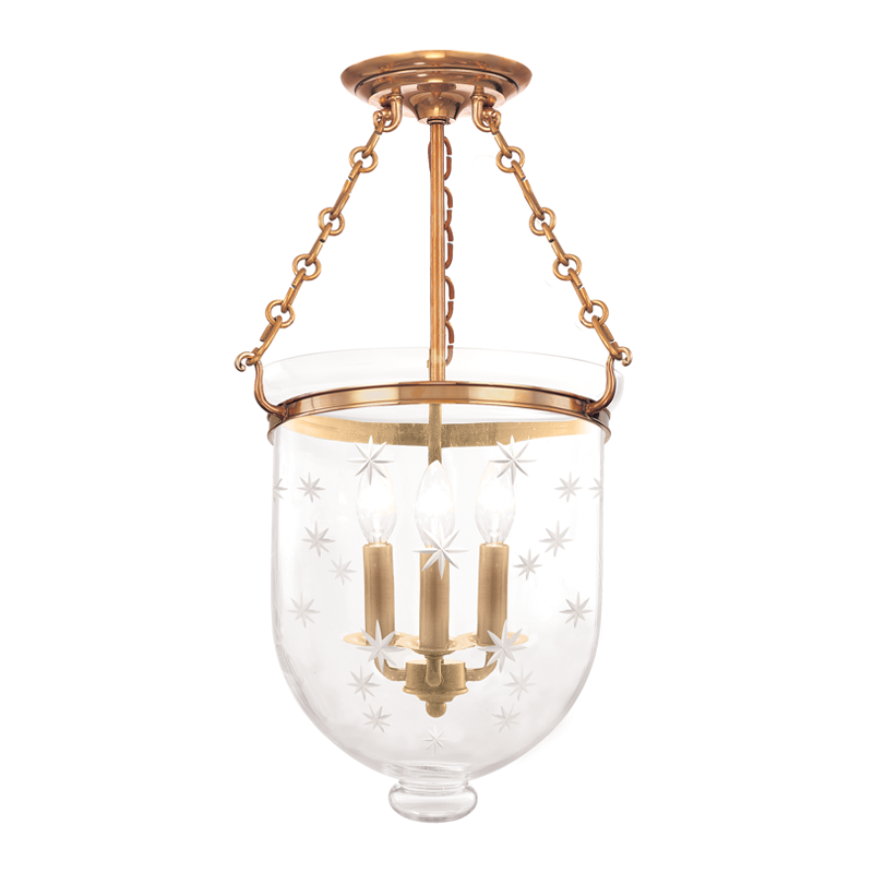 Hampton Semi Flush Mount Aged Brass - C3