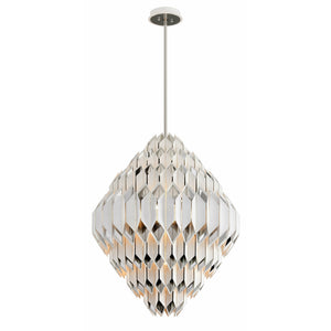 Haiku Chandelier White With Polished Stainless
