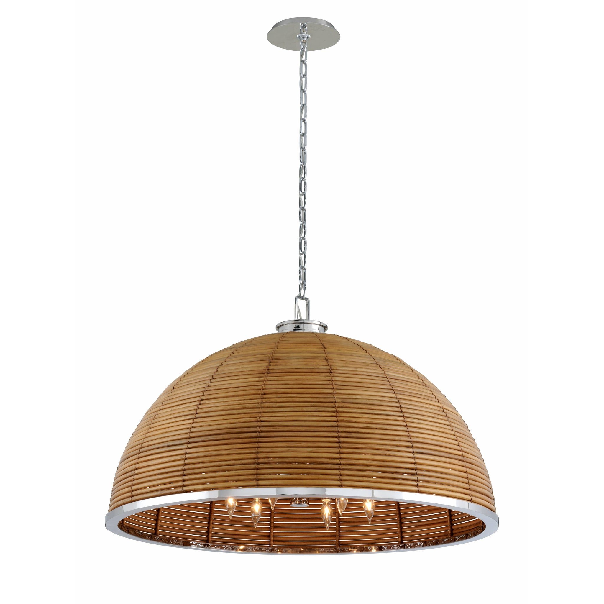 Carayes Chandelier Natural Rattan Stainless Steel