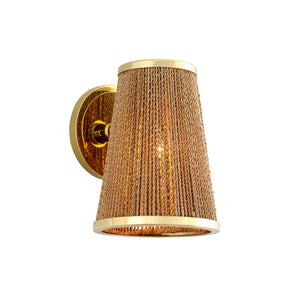 Rhodos Sconce Acacia Wood With Polished Brass Accents