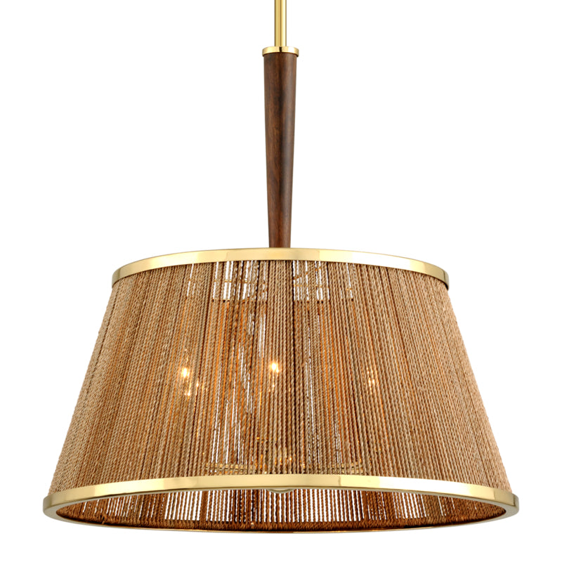 Rhodos Pendant Acacia Wood With Polished Brass Accents