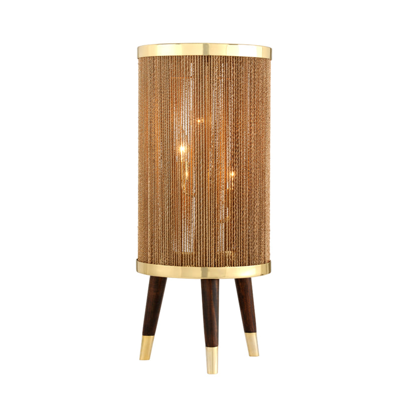 Rhodos Table Lamp Acacia Wood With Polished Brass Accents