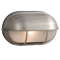 Cast Aluminum Marine Outdoor Wall Light in Satin Aluminum w/ Frosted Glass