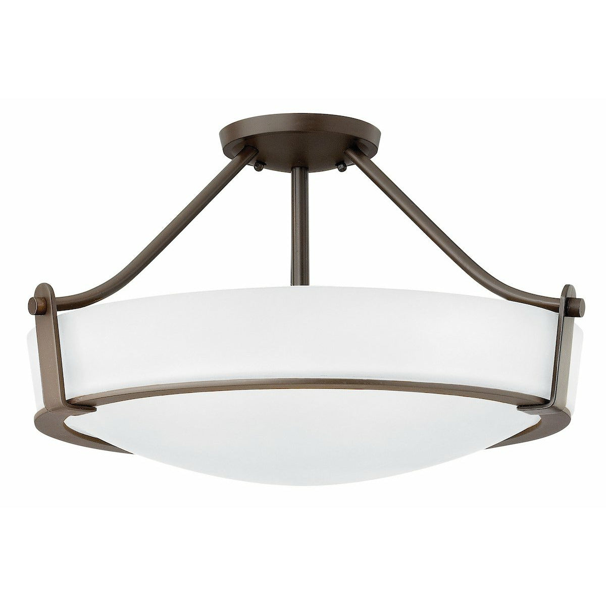 Hathaway Semi Flush Mount Olde Bronze with Etched White glass-LED