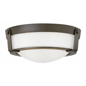 Hathaway Flush Mount Olde Bronze with Etched White glass