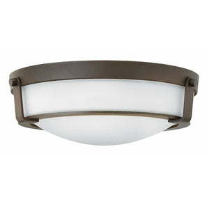 Hathaway Flush Mount Olde Bronze with Etched White glass-LED