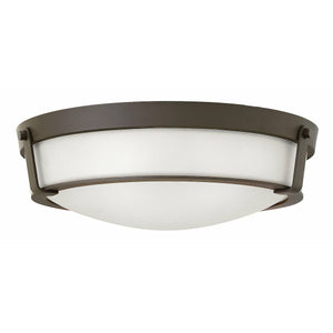 Hathaway Flush Mount Olde Bronze with Etched White glass-LED