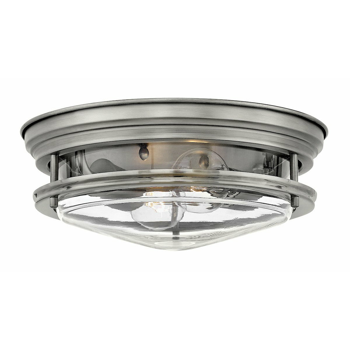 Hadley Flush Mount Antique Nickel with Clear glass