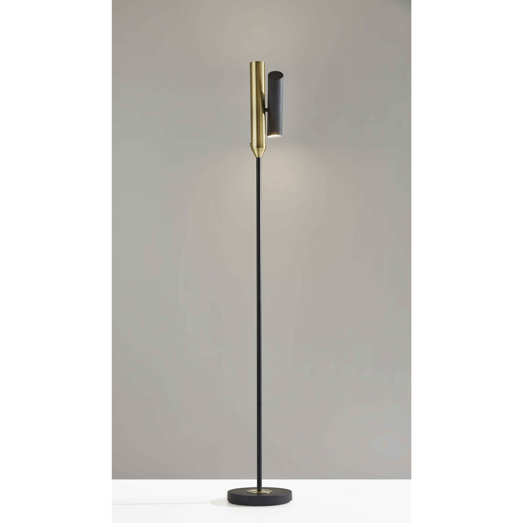 Floor Lamp Black w. Antique Brass Accents