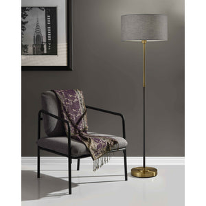 Bergen Collection Floor Lamp Black & Antique Brass