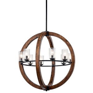 Grand Bank Chandelier Auburn Stained Finish