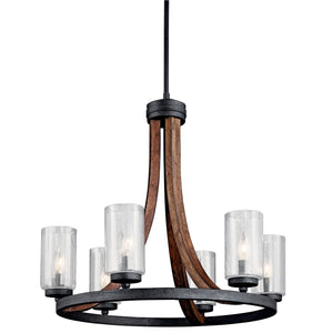 Grand Bank Chandelier Auburn Stained Finish